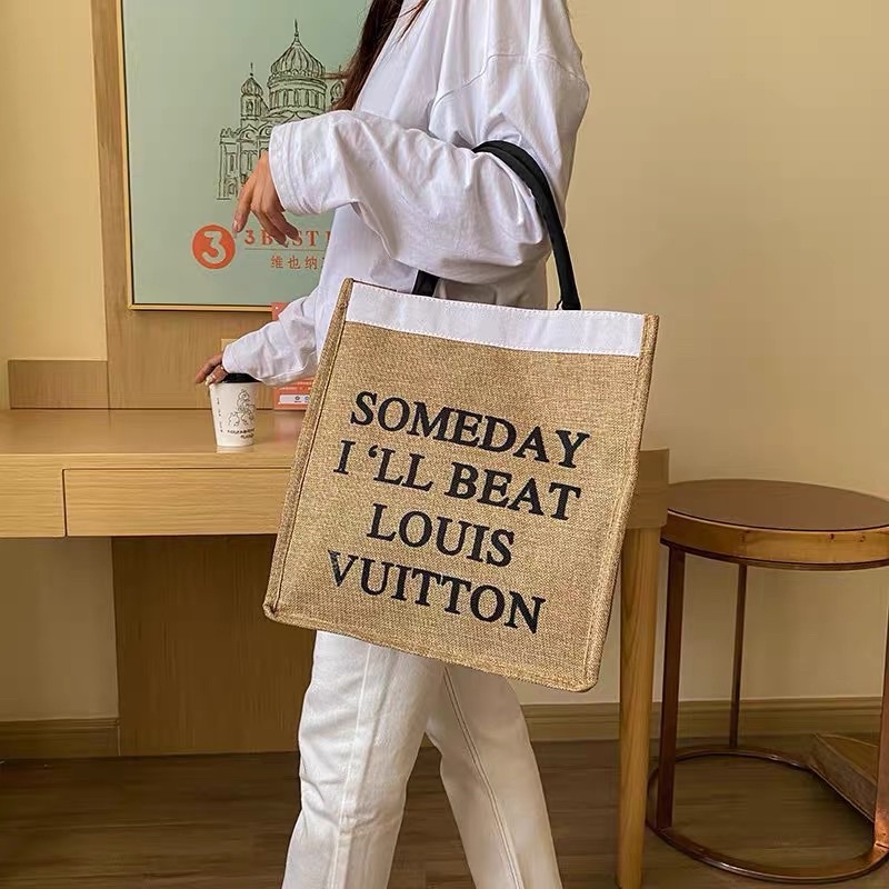 Túi cói Someday hàng Quảng Châu loại 1 dày dặn có đế lót đáy giữ form - Túi xách cói du lịch SOMEDAY đi biển đi làm