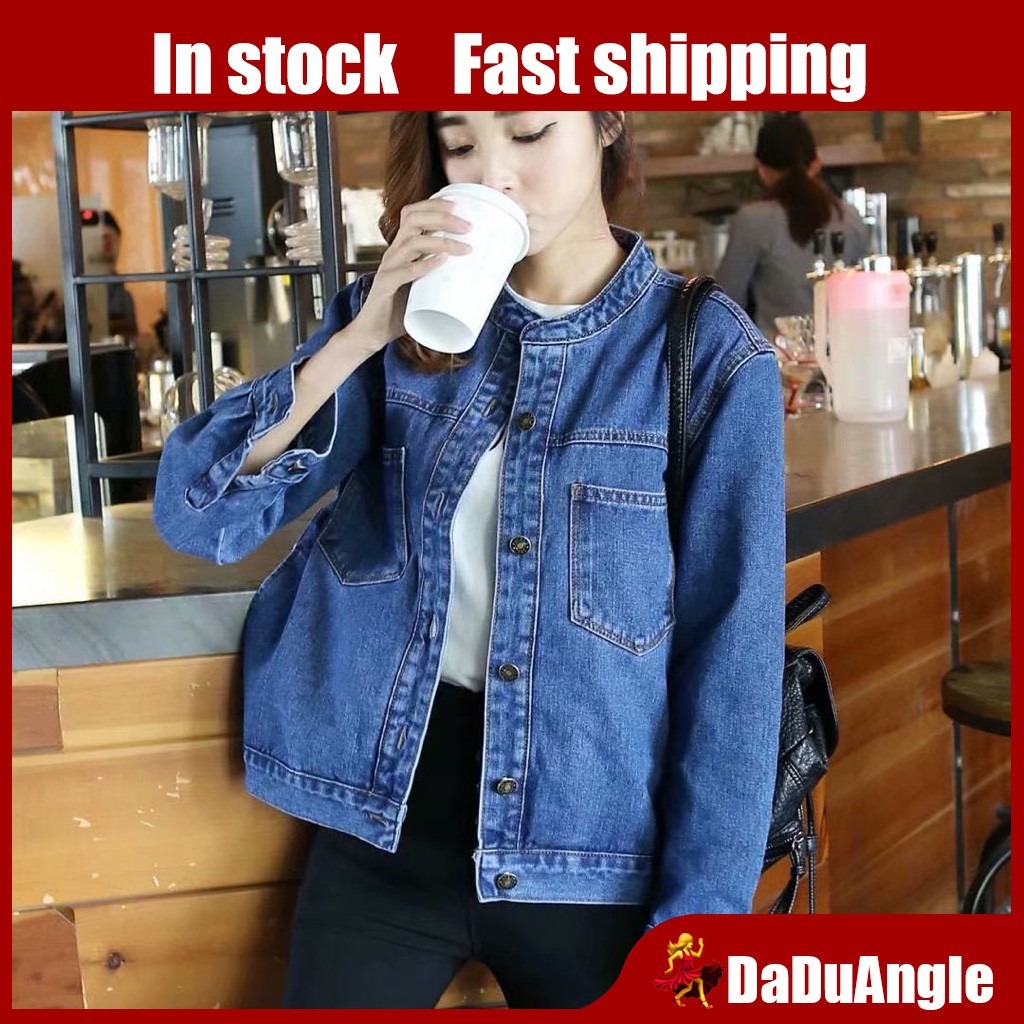 Daduhey Áo khoác denim dài tay trẻ trung năng động phong cách thời trang hàn quốc