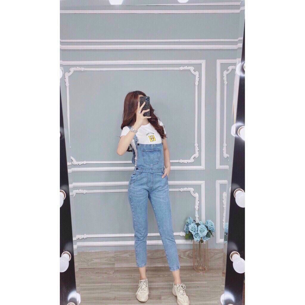 Quần dài yếm jean trơn phối túi hộp lớn - yếm bò ulzzang phong cách Hàn quốc - Hot trend | BigBuy360 - bigbuy360.vn