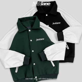 Áo Khoác oversize Varsity Jack Lane, Áo khoác da phối dạ JL