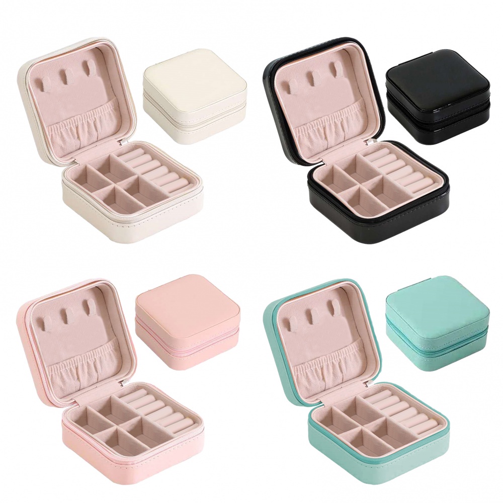 Hộp Đựng Trang Sức Bằng Da PU Có Khóa Kéo Tiện Dụng Ốp