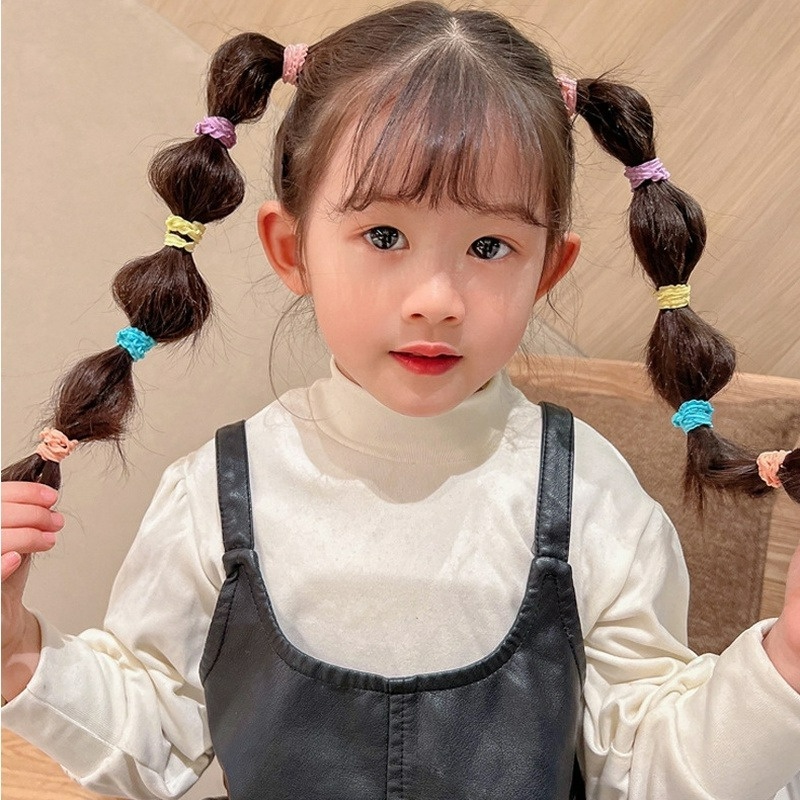 Set 5 Dây Buộc Tóc Cao Su Co Giãn Màu Trơn Đơn Giản Thời Trang Hàn Quốc