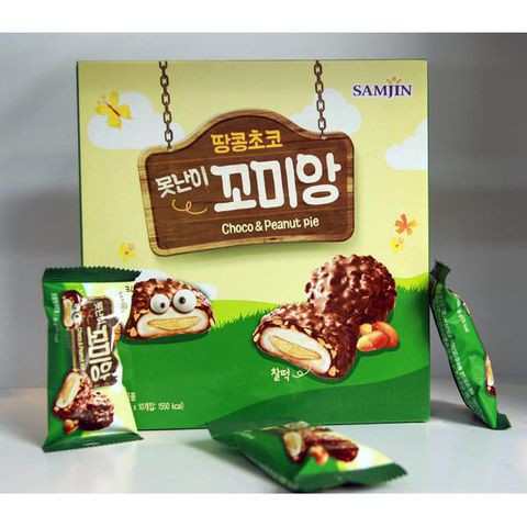 Bánh Mochi Choco Peanut Pie Samjin Hàn Quốc - Hộp 10 Bánh x 36g