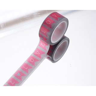 [ẢNH THẬT] Cuộn washi tape xám họa tiết cờ chữ love so cute
