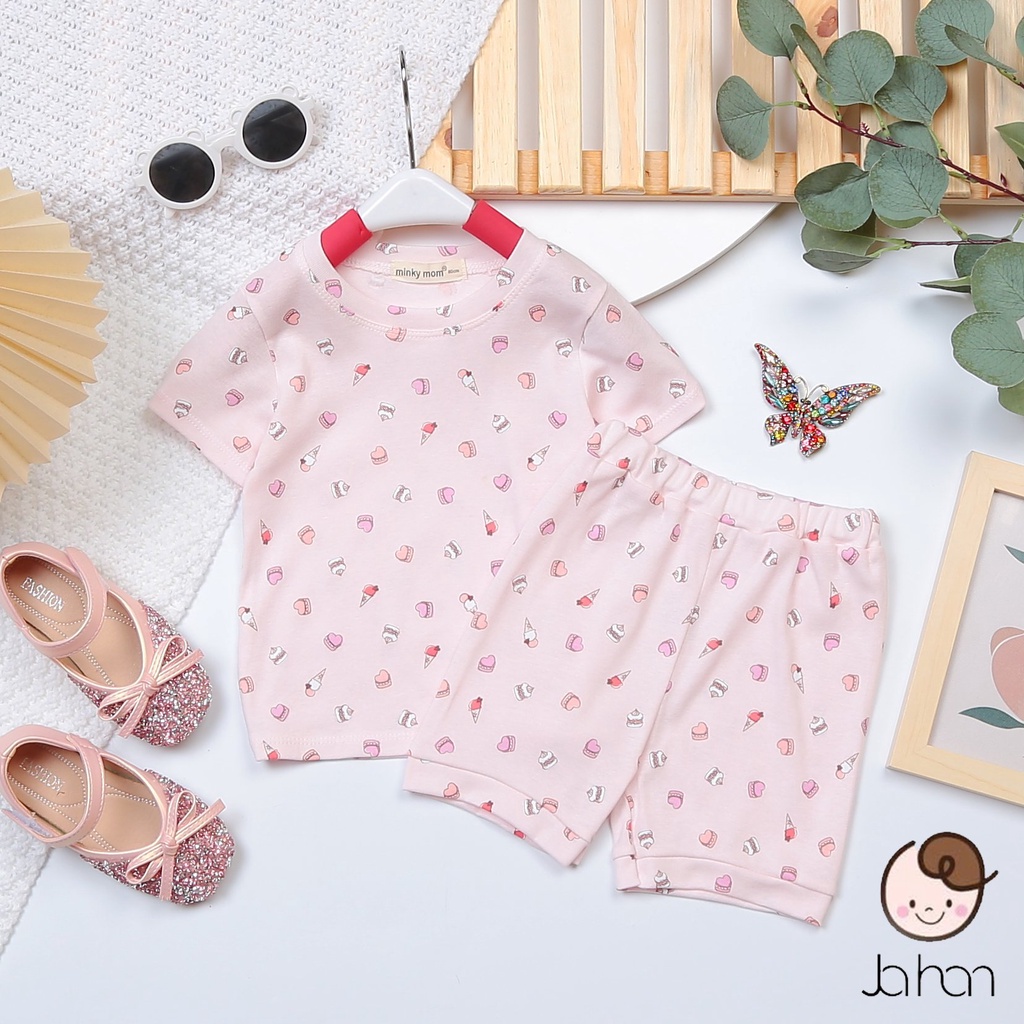 [MÀU NGẪU NHIÊN]Combo 4Bộ Quần Áo Bé Gái, Bé Trai Minky Mom Vải Cotton Borip Động Vật, Bộ Cộc Tay Cho Bé Mặc Nhà MKM2212