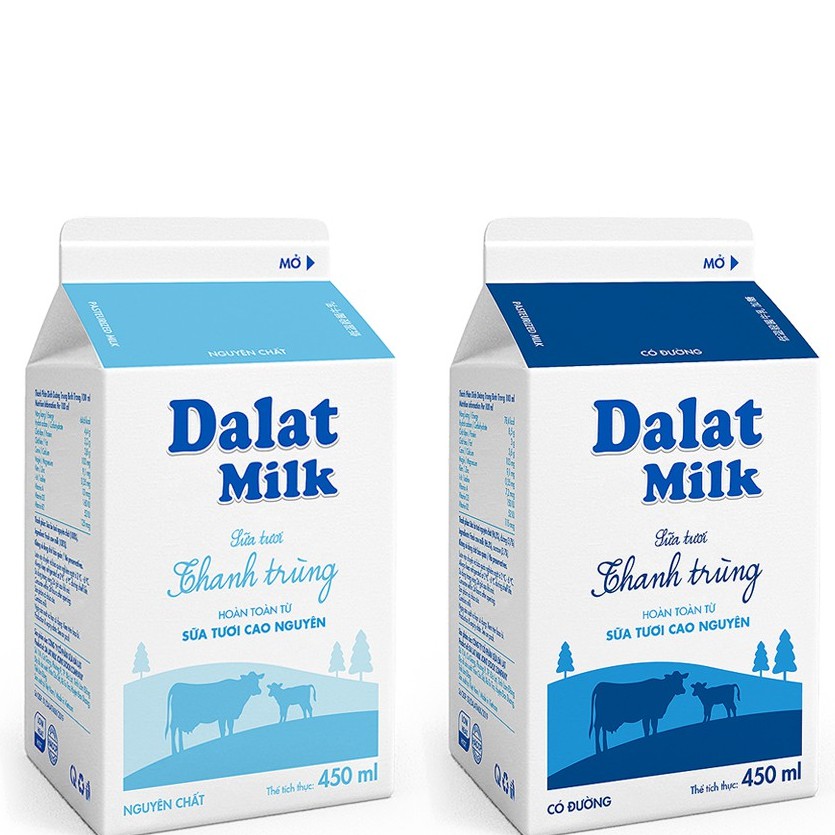 [DATE MỚI] COMBO 10 hộp Sữa Tươi Thanh Trùng Không Đường/ Có Đường Đà Lạt Milk_180ml