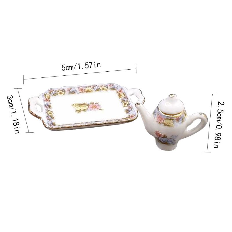 Bộ Phụ Kiện Trang Trí Nhà Búp Bê Bằng Sứ Màu Vàng Hồng 1 / 12