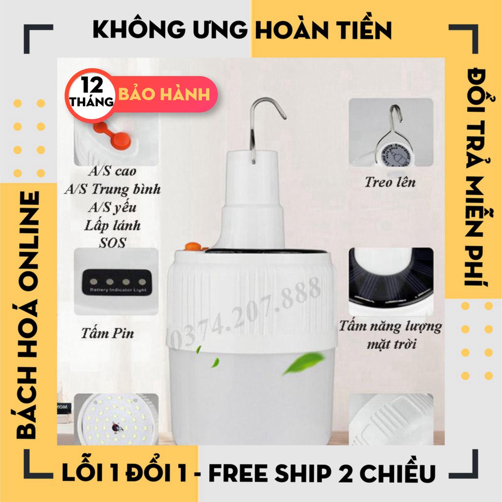 Đèn LED tích điện-Đèn năng lượng mặt trời công suất 100W -5 chế độ sáng-có điều khiển từ xa [Den Led]