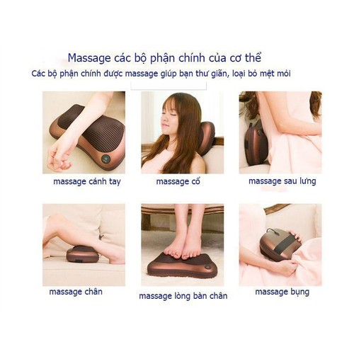 Gối massage hồng ngoại 8 bi 2 chiều