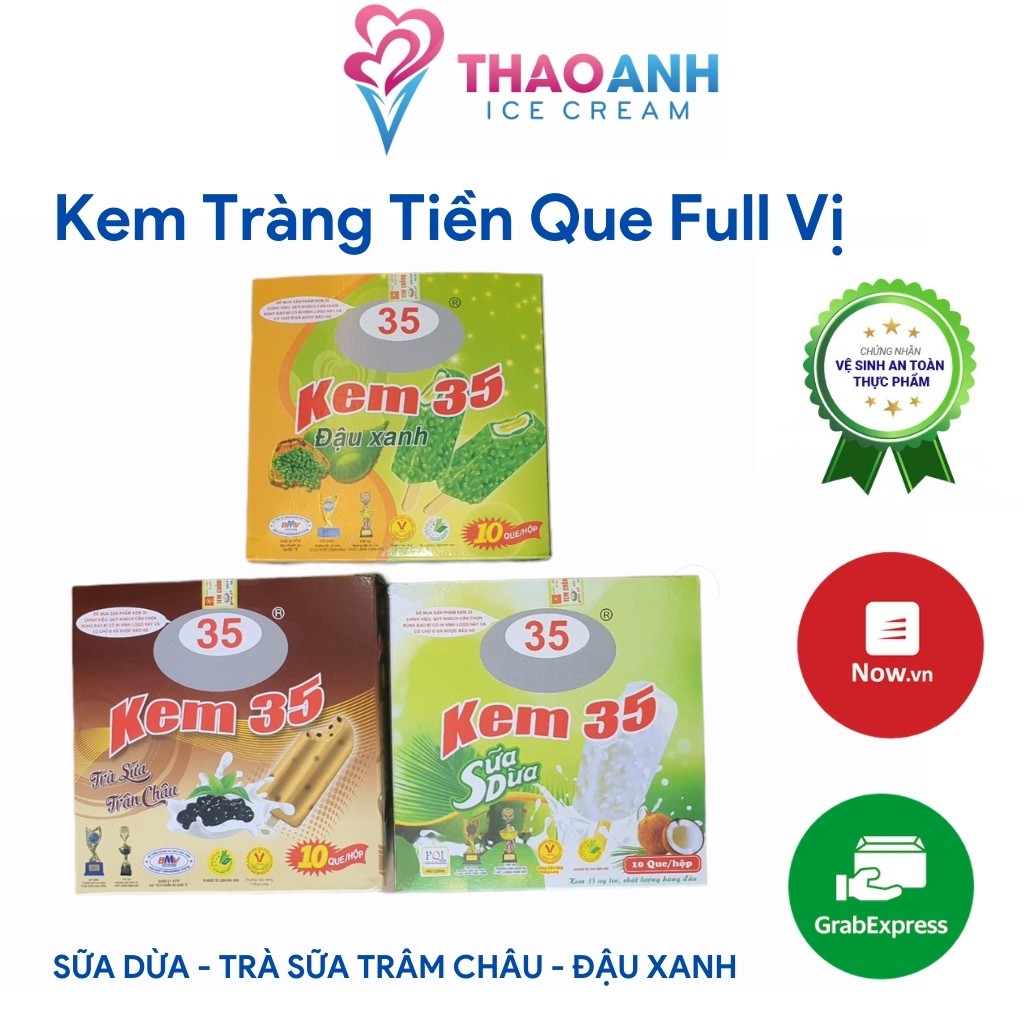 Kem Tràng Tiền 35 - Hộp 10 que kem 3 vị HOT [Hà Nội - Giao nhanh 30 phút Nowship & Grab] - Thảo Anh 