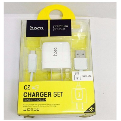 Deal Hot Bộ cáp và cốc sạc Hoco C2 2.1A - cổng Micro / Cổng lightning (iphone)