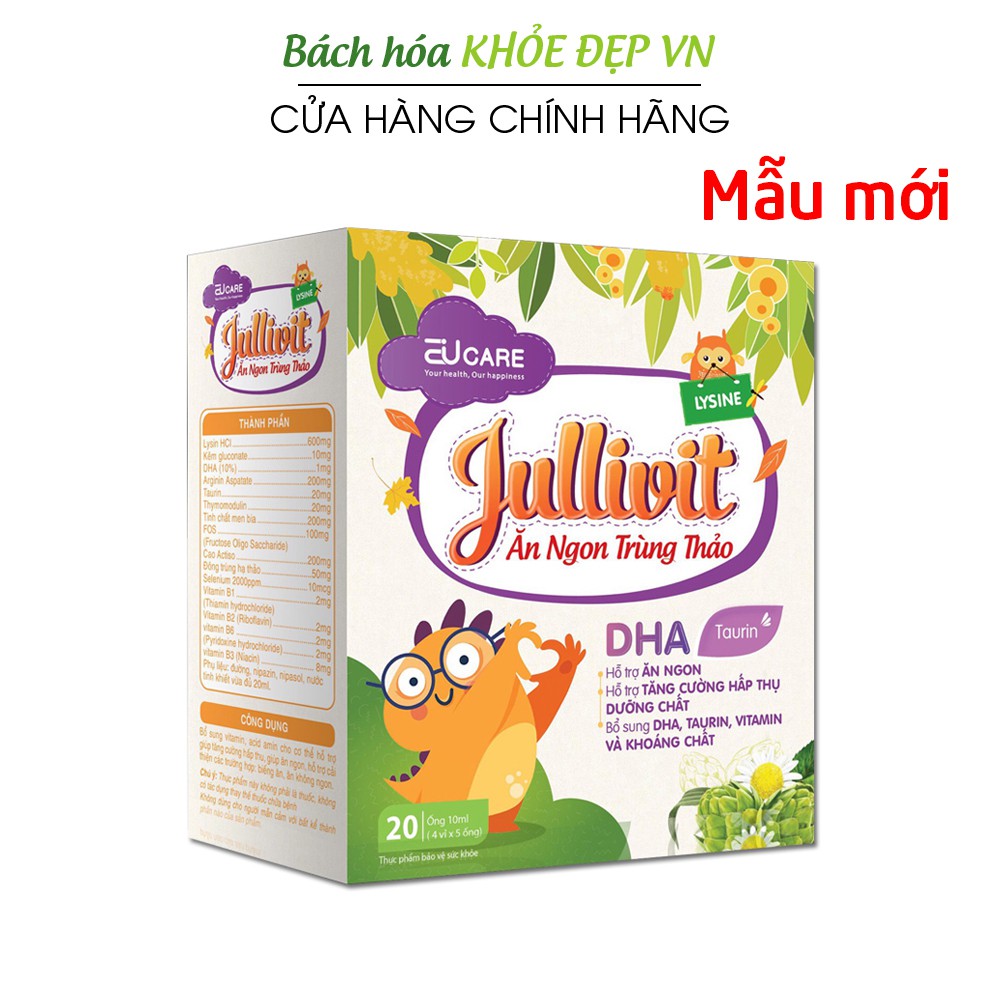 Jullivit Ăn Ngon giúp bé ăn ngon bổ sung DHA, Vitamin và khoáng chất - Hộp 20 ống x 10ml