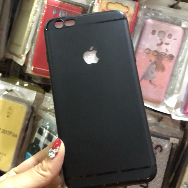 Iphone 6 Plus/ 6S Plus ốp lưng dẻo đen sọc ngang có jack đậy chống bụi