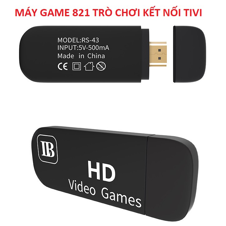 Máy Chơi Game 821 Trò Chơi Trẻ Em, Stick HDMI, Game 4 Nút Station, Tặng Thẻ Nhớ Kèm 2 Tay Cầm Không Dây