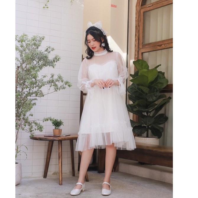 Váy Công Chúa Royal Dress Đầm Thiết Kế Cổ Cứng CaoCaobycaochen 2 Màu Đen Trắng Có Bigsize