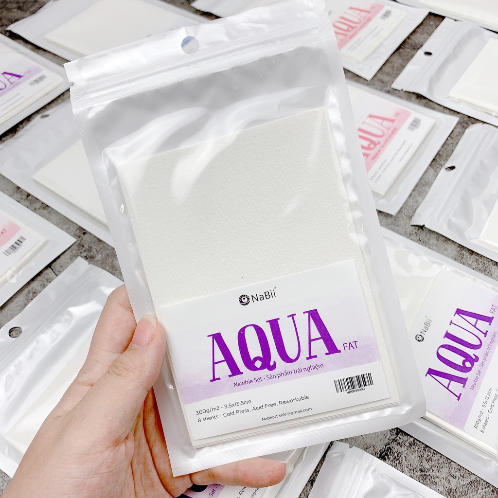 Giấy Vẽ Nabii Aqua Fat Newbie Set - Giấy vẽ màu nước 300gsm A6 - Túi 8 tờ