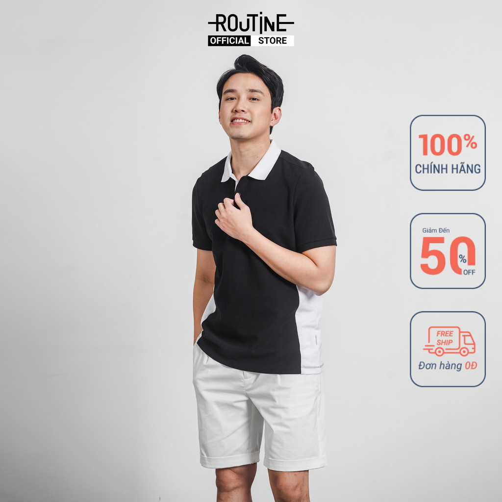 Áo Polo tay ngắn, phối cổ. Fitted form - Routine 10S21POL031