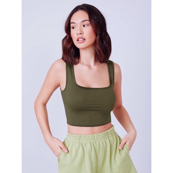 Áo croptop tanktop ba lỗ cổ vuông ôm body - Basic Solid Tank Top • Storenyy