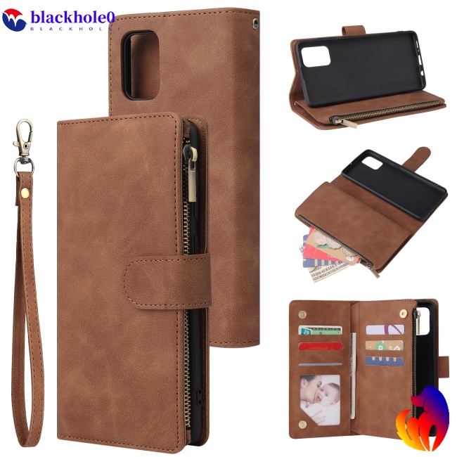 BH For Samsung A71 Case Smartphone Shell Precise Cutouts Zipper Closure Wallet Design Overall Protection Phone Cover