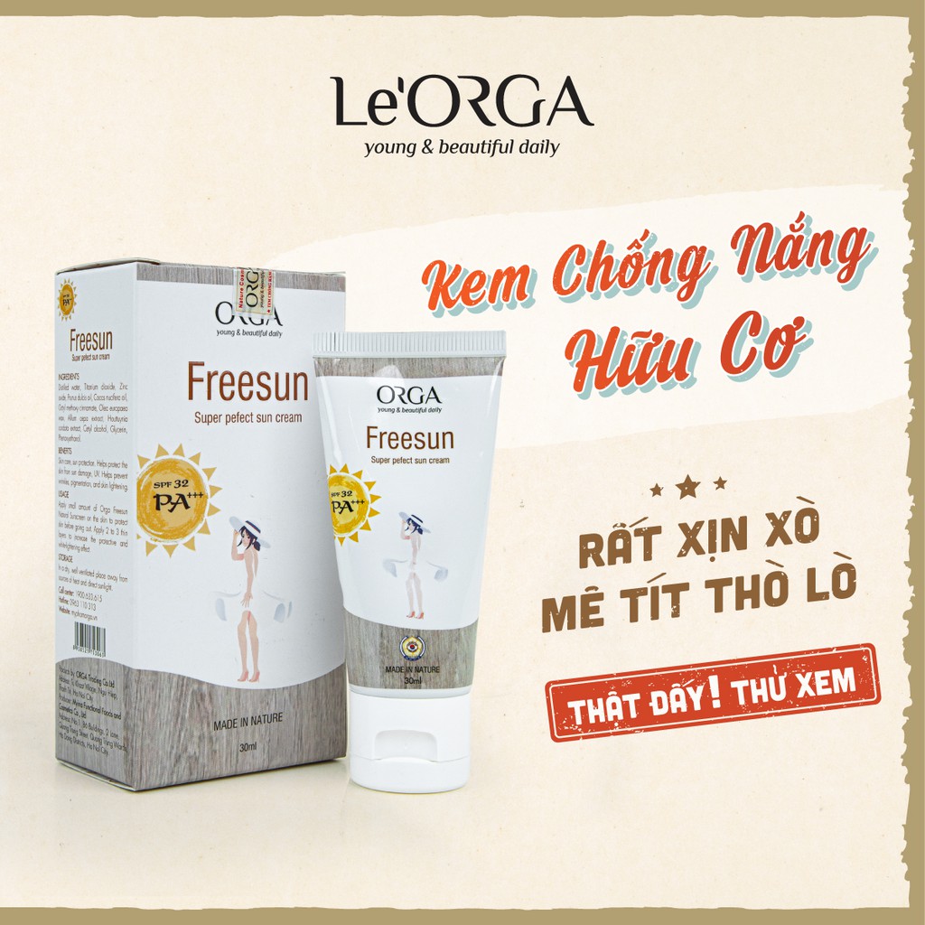 Kem Chống Nắng Le'Orga - Freesun Chống Trôi, Xịt Dưỡng Trắng Da