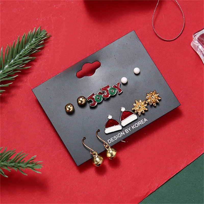 Bộ 6 Đôi Khuyên Tai Hình Hoa Tuyết / Nón Giáng Sinh / Chuông Độc Đáo Thời Trang Cho Nữ