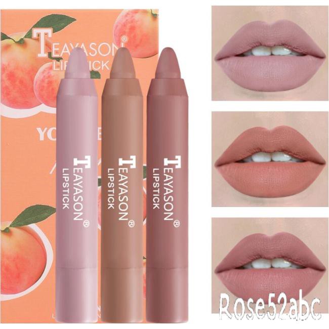 (hàng Mới Về) Set 3 Son Môi Bút Chì Màu Lì Mượt Mà Lâu Trôi Không Thấm Nước | BigBuy360 - bigbuy360.vn
