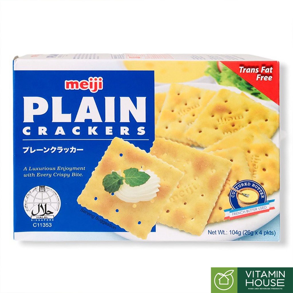 Hộp Bánh Quy Plain Crackers Yến Mạch Meiji 104g - Vitamin House