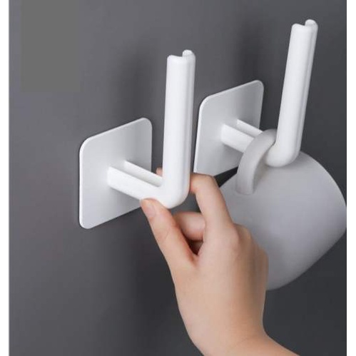 Móc dán tường, móc dính tường hình chữ L đa năng treo cuộn giấy, nắp nồi tiện lợi