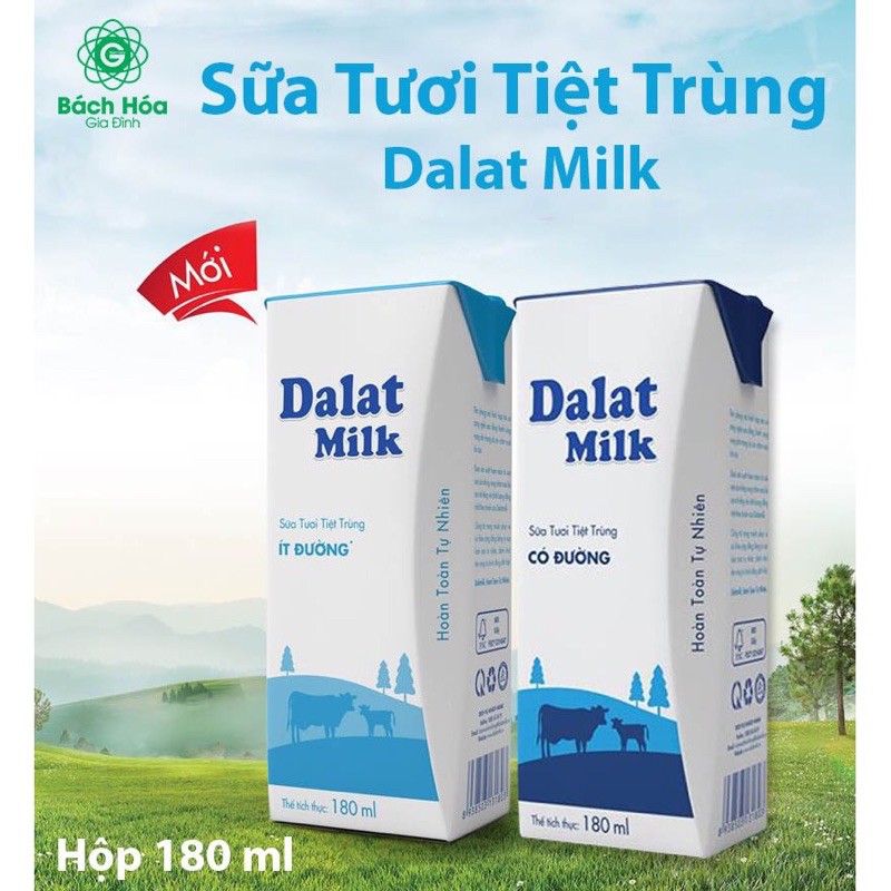 sữa tươi ĐÀ Lạt 180ml x 4   hộp