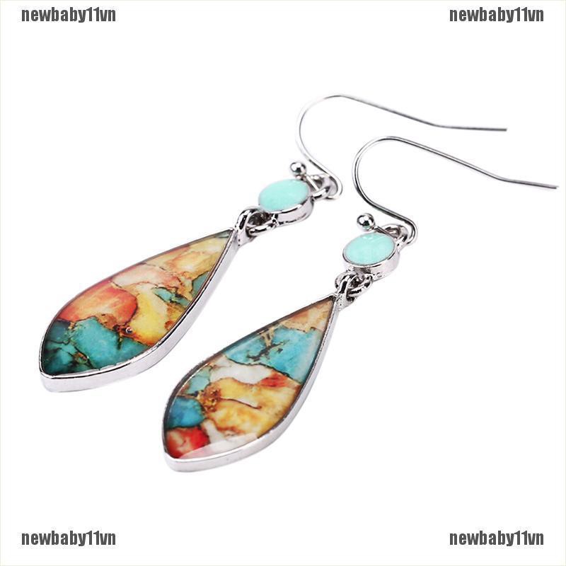 Đôi Khuyên Tai Dài Đính Đá Opal Thời Trang Cho Nữ