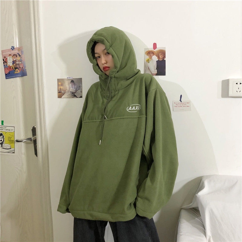 Áo hoodie COZOKC tay dài dáng rộng thêu chữ phong cách hiphop
