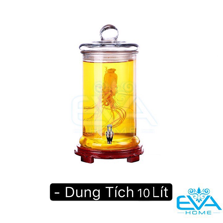 Bình Ngâm Thủy Tinh 10 Lít Có Van Dáng Trụ Thân Trơn – TT10LV