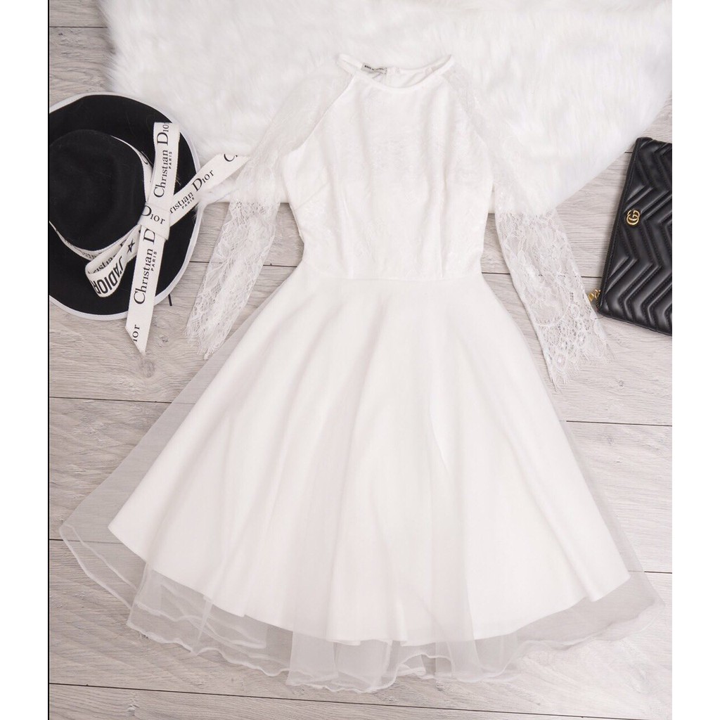 [Chất Xịn] Váy Trắng Dự Tiệc, Đầm Công Chúa Dáng Xòe, Chất Ren Mềm Phối Voan Xốp Nhẹ | BigBuy360 - bigbuy360.vn