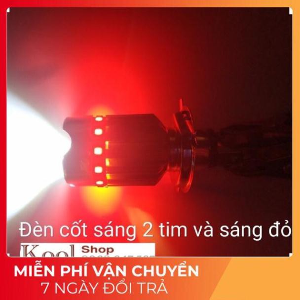 [ HOT NHẤT ] Đèn Pha H4 Nháy 7 Màu 4 Tim Cắm Như Zin