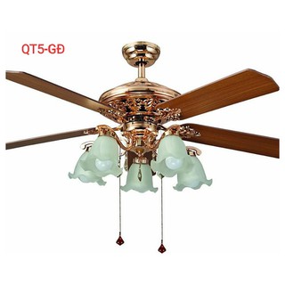 Quạt Trần CÁNH GỖ QT5-GD  Động Cơ DC, Có Đèn LED, Có Điều Từ Xa Phù Hợp Mọi Không Gia Kiến Trúc Việt  [Bảo Hành 5 năm]