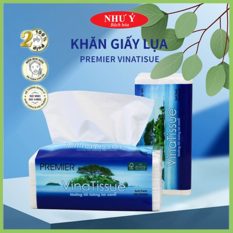 [Combo 10 gói giấy] khăn giấy lụa giấy ăn rút Premier Vina Tissue 280 tờ chính hãng, Như Ý bách hoá