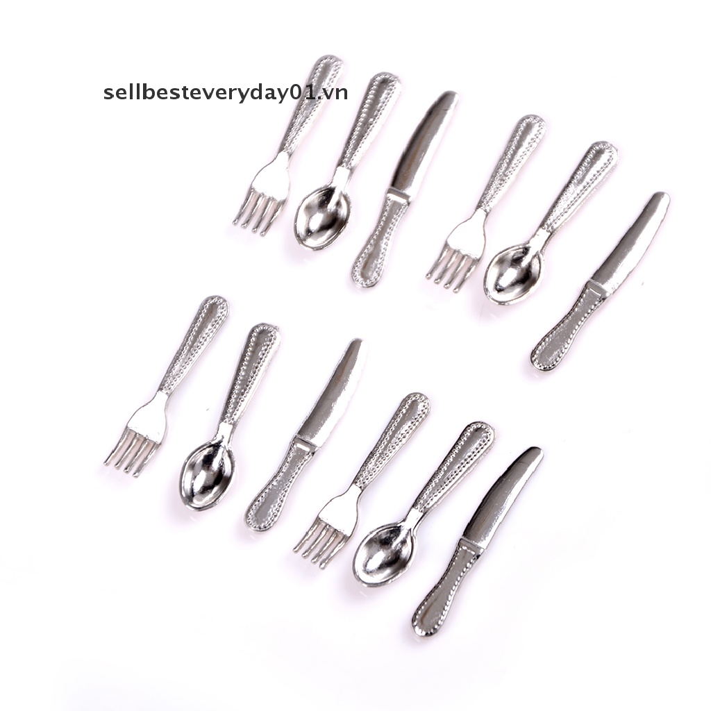 Set 12 dao muỗng nĩa mini dành cho trang trí nhà búp bê