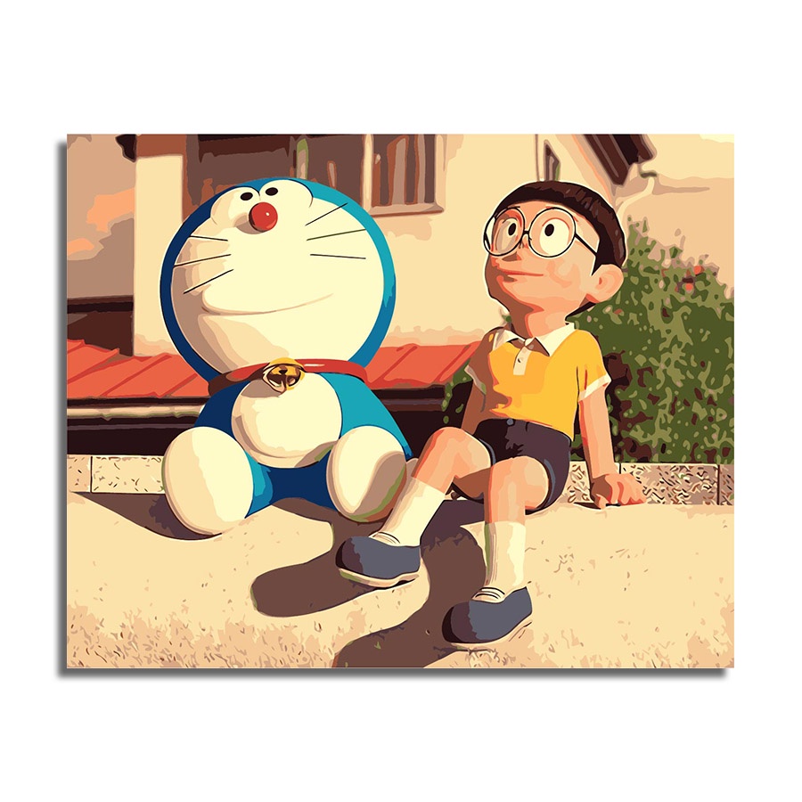 Bộ Tranh Sơn Dầu 40x50cm Tự Làm Hình Doraemon