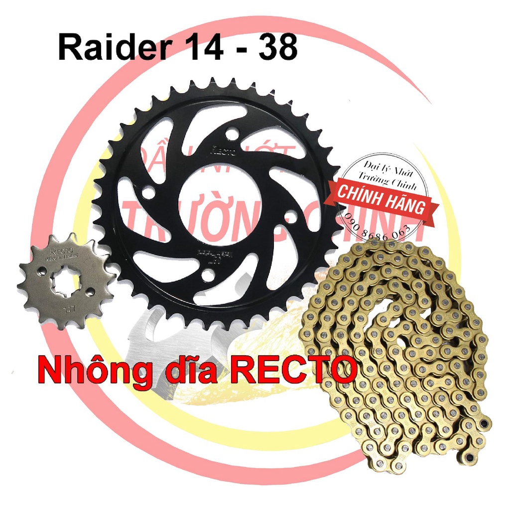 Nhông sên dĩa Recto dành cho xe Raider fi - satria fi sên vàng 124 hàng chính hãng