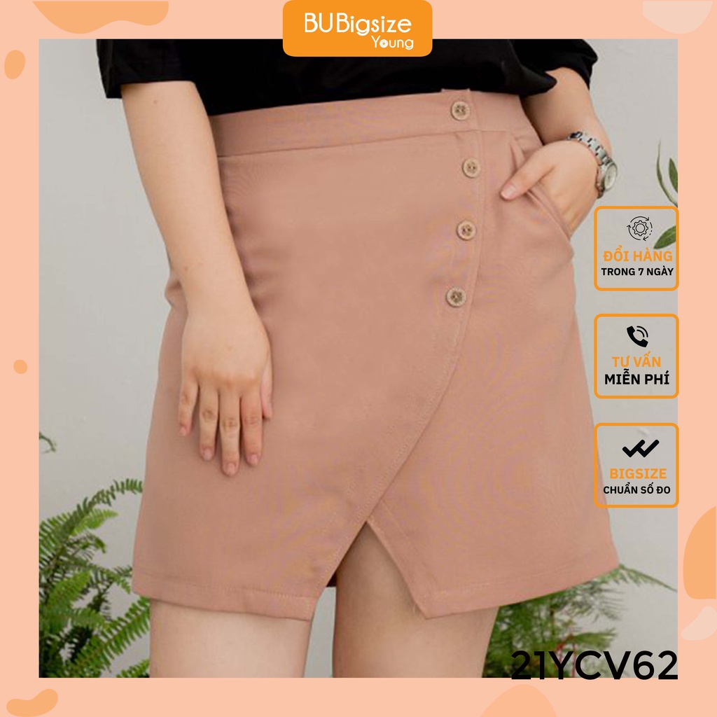 Chân váy đính cúc vạt chéo BIGSIZE 55kg đến 95kg - 21YCV62 - [BU Bigsize Young]