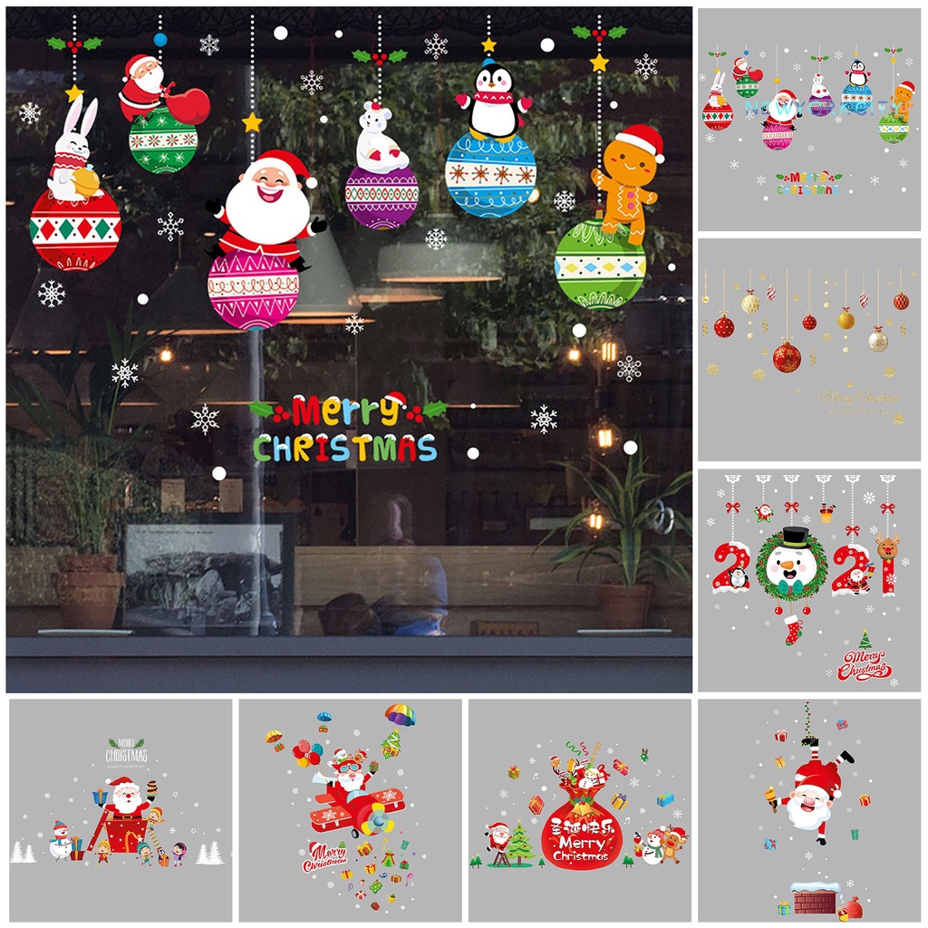 Miếng Dán Trang Trí Cửa Sổ Phong Cách Giáng Sinh Dễ Thương