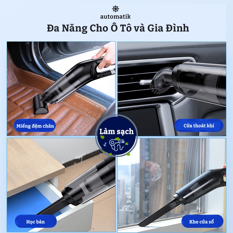 Máy Hút Bụi Mini Cầm Tay Không Dây, Ô Tô Xe Hơi, Gia Đình, Bàn Phím, Sofa, Nhà Cửa M08 - Automatik