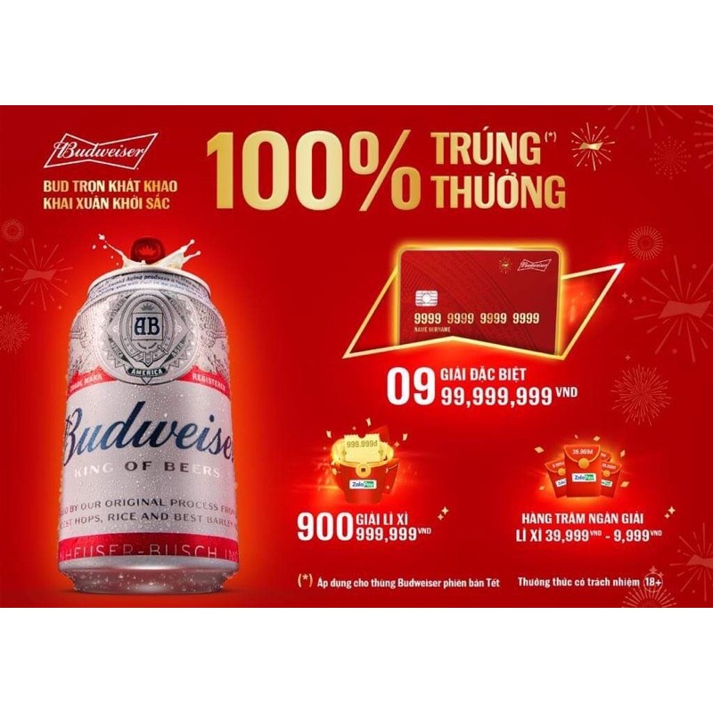 Bia Budweiser lon 330 ml Thùng 24 lon