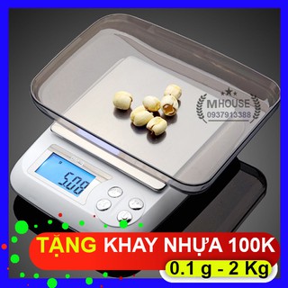 Cân Điện Tử Nhà Bếp Nhỏ Gọn 0.1g/ 2Kg,Tặng 1 Khay Đựng