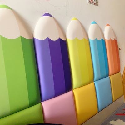 Miếng xốp nệm da kuayu dán tường hình bút trang trí phòng ngủ đầu giường chống va đập an toàn cho bé