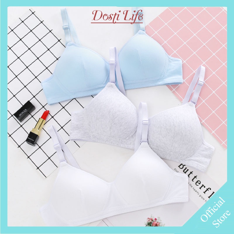 Áo ngực không gọng nữ cotton mút mỏng, áo lót nữ học sinh mặc thoải mái Dosti Life ALO05