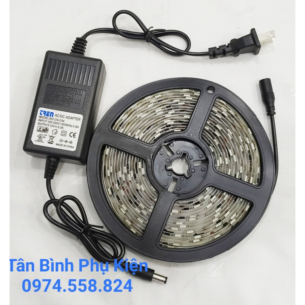 Dây LED dán 5050 chớp chạy ngẫu nhiên, đủ màu, cuộn 5m, kèm adapter 12V