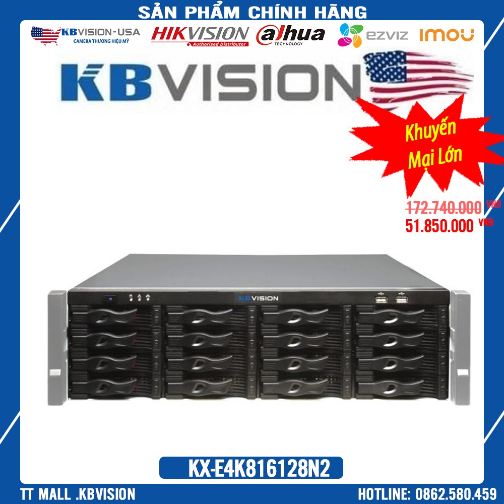 {hàng Cao Cấp Nhất,giá Rẻ Nhất} Đầu ghi camera IP 128 kênh 12 Megapixel KBVISION KX-E4K816128N2