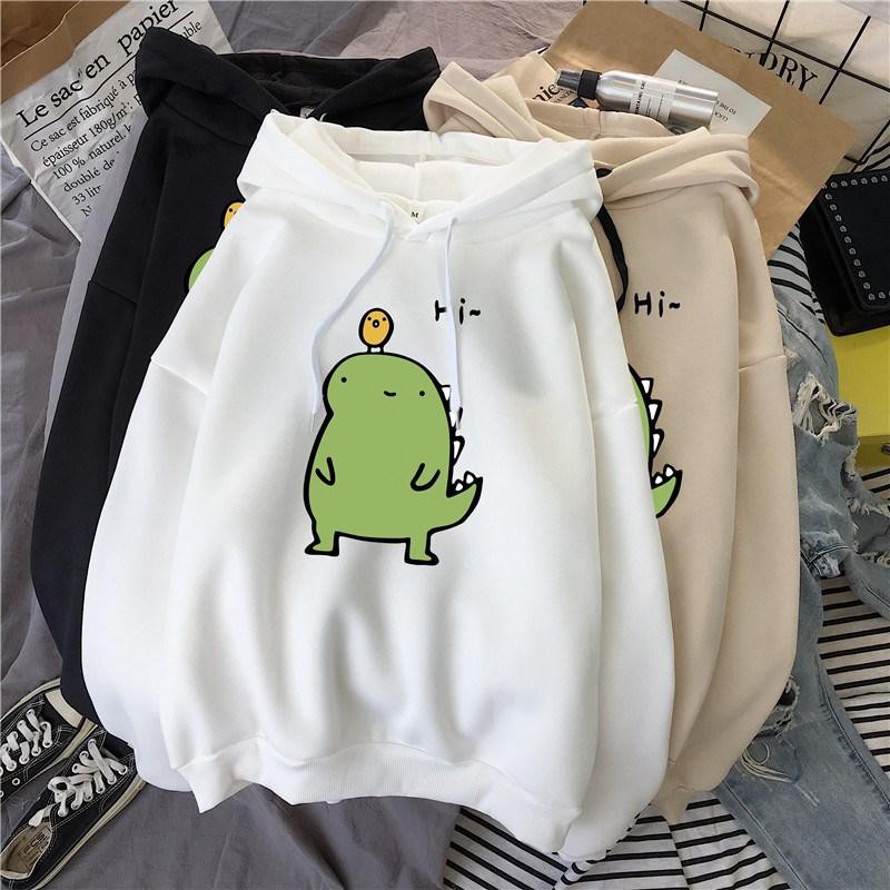 [Video thực tế] Áo hoodie hình khủng long con CNV146 siêu cute kiểu dáng tay lỡ form rộng thời trang E057