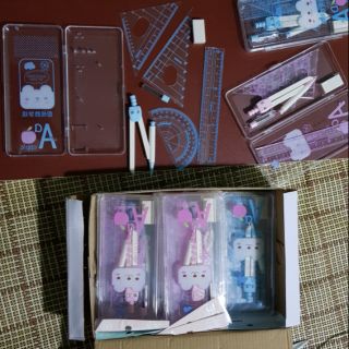 12 bộ thước bộ hộp nhựa , eke đo độ (thước bộ học sinh)